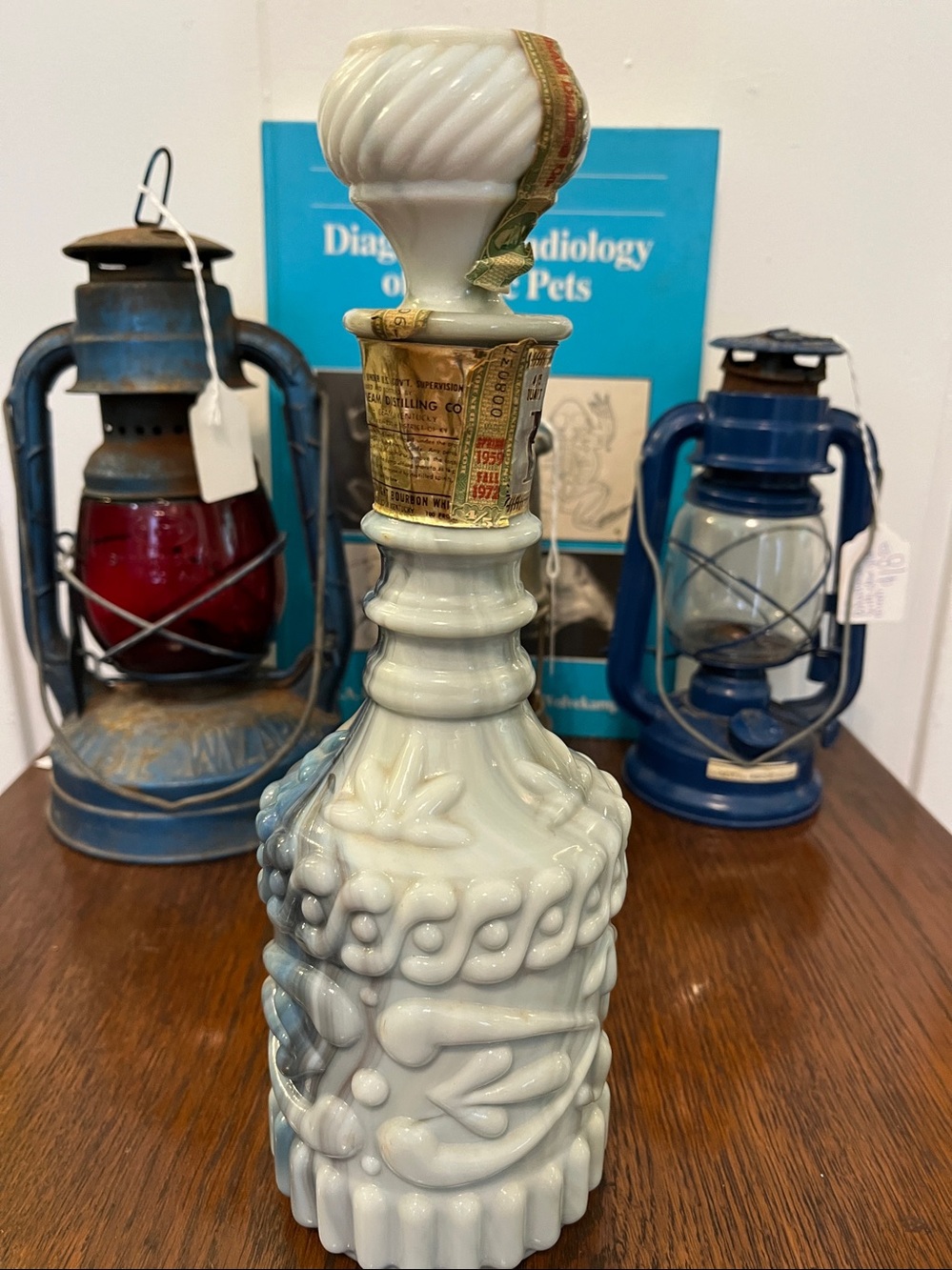 Vintage 1972 Jim Beam "marbleized crystal" or slag glass whiskey decanter - Picture 3 of 7
